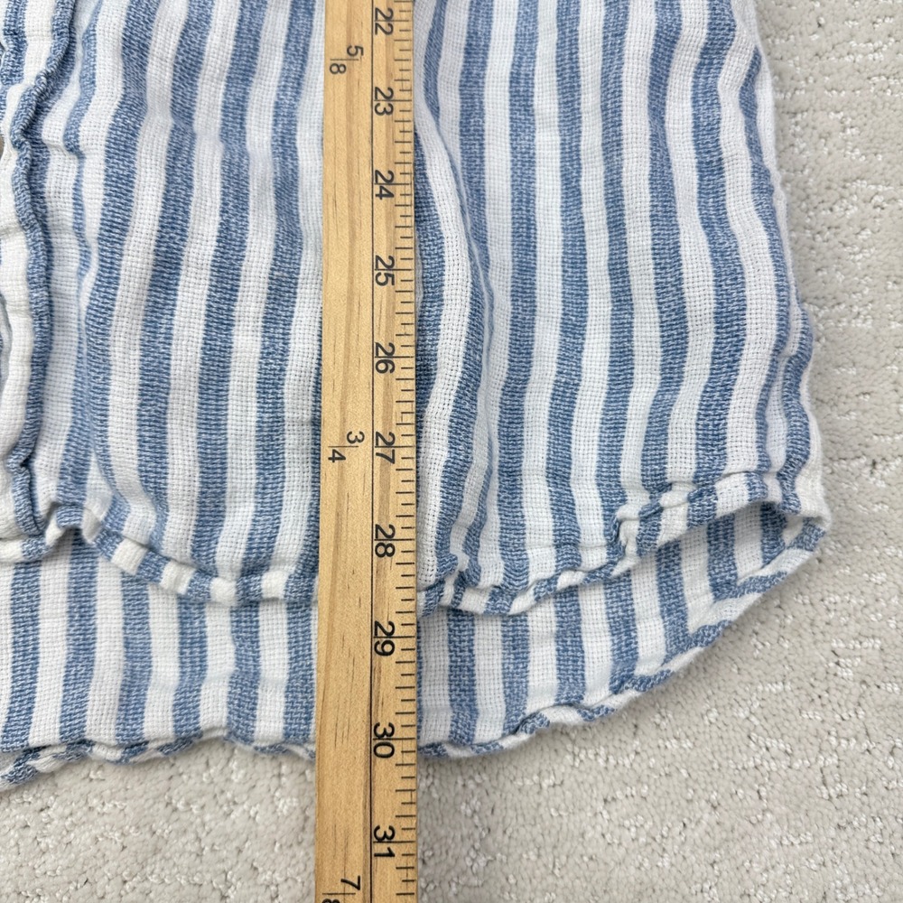 Faherty Palma Linen Shirt Mens XL Blue White Striped Short Sleeve Button Down - Picture 9 of 12